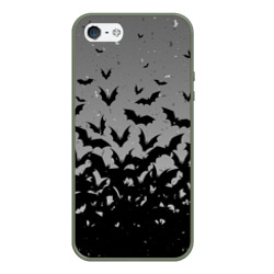 Чехол для iPhone 5/5S матовый Серый фон и летучие мыши