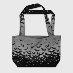 Пляжная сумка 3D Серый фон и летучие мыши