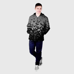 Мужская куртка 3D Серый фон и летучие мыши - фото 2