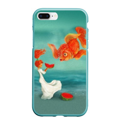 Чехол для iPhone 7Plus/8 Plus матовый Девочка с арбузом и золотая рыбка