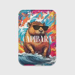 Картхолдер Magsafe магнитный Капибара в очках на красочных волнах