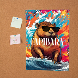 Постер Капибара в очках на красочных волнах - фото 2