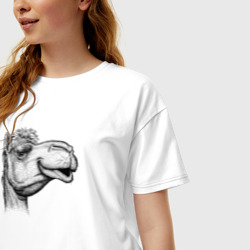 Женская футболка хлопок Oversize Голова верблюда - фото 2