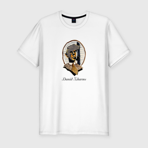 Мужская футболка хлопок Slim с принтом Daniil Kharms II, вид спереди #2