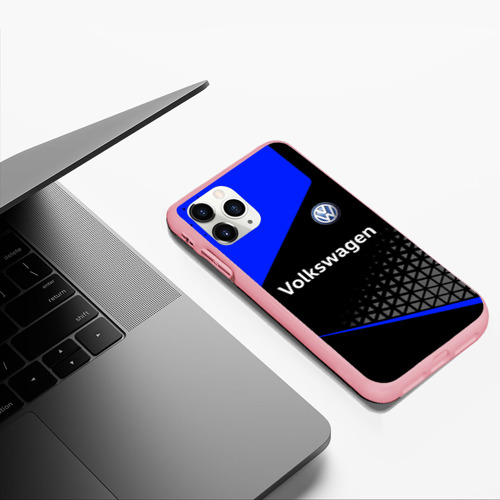 Чехол для iPhone 11 Pro Max матовый Фольцваген - blue uniform, цвет баблгам - фото 5