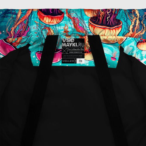 Зимняя куртка для девочек 3D Медуза в стиле арт, цвет черный - фото 7