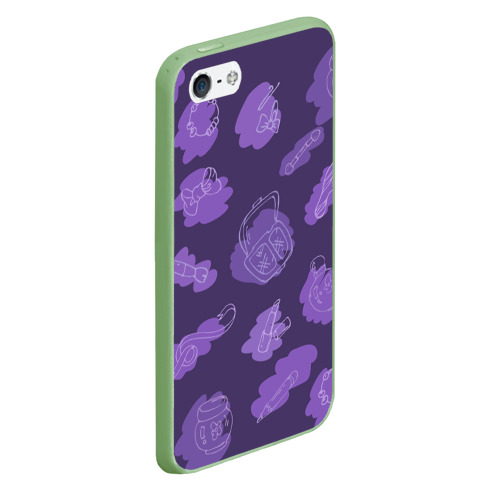 Чехол для iPhone 5/5S матовый Косметика в фиолетовых тонах, цвет салатовый - фото 3