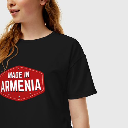Женская футболка хлопок Oversize Made in Armenia, цвет черный - фото 3
