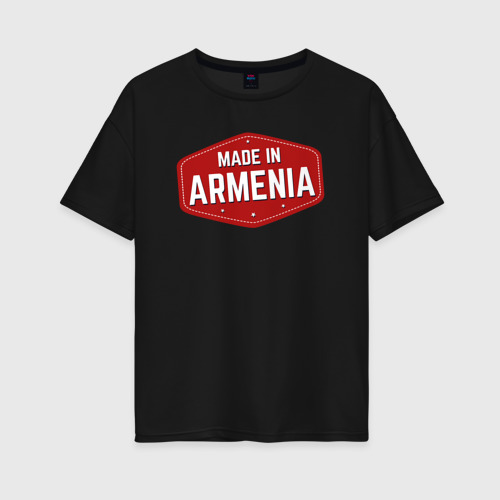 Женская футболка хлопок Oversize Made in Armenia, цвет черный