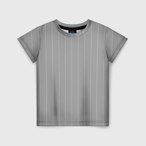 Детская футболка 3D с принтом Благородный серый полосатый, вид спереди #2