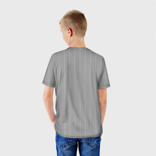 Детская футболка 3D с принтом Благородный серый полосатый, вид сзади #2