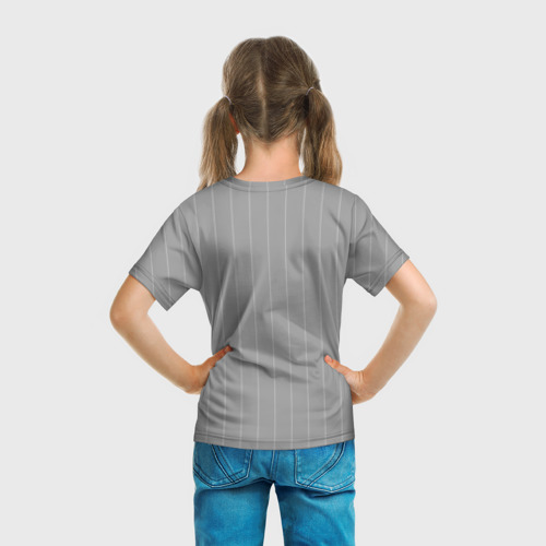 Детская футболка 3D с принтом Благородный серый полосатый, вид сзади #2