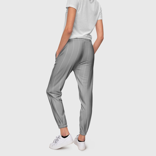 Женские брюки 3D с принтом Благородный серый полосатый, вид сзади #2