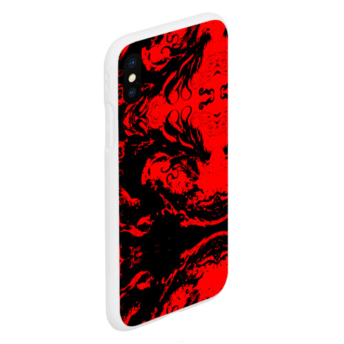 Чехол для iPhone XS Max матовый с принтом Черный дракон на красном небе, вид сбоку #3