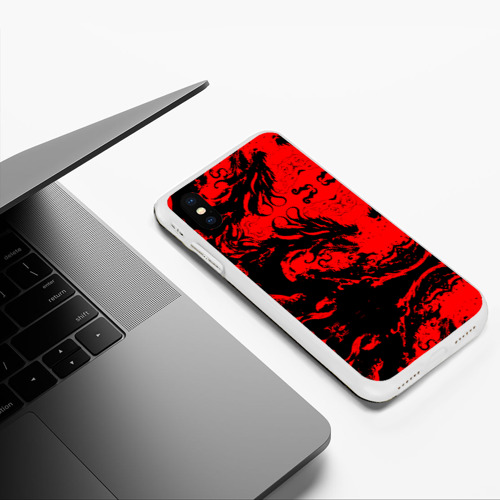 Чехол для iPhone XS Max матовый с принтом Черный дракон на красном небе, фото #5