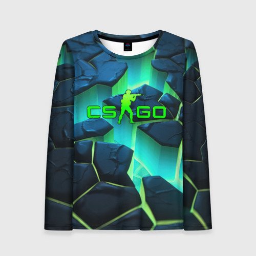 Женский лонгслив 3D CSGO green abstract  texture, цвет 3D печать