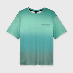 Бирюзовый цвет морской волны – Женская футболка oversize 3D с принтом купить со скидкой в -50%