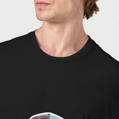 Мужская футболка хлопок Модный медведь в кепке и в очках, цвет черный - фото 6