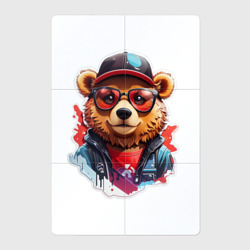 Магнитный плакат 2Х3 Модный медведь в кепке и в очках