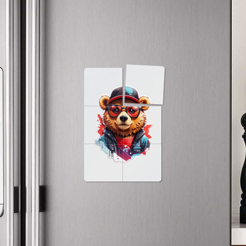 Магнитный плакат 2Х3 Модный медведь в кепке и в очках - фото 4