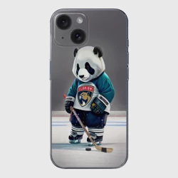 Чехол для iPhone 15 силиконовый с защитой камеры Panda striker of the Florida Panthers