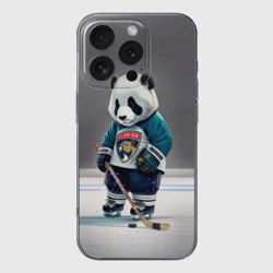 Чехол для iPhone 16 Pro Max силиконовый с защитой камеры Panda striker of the Florida Panthers