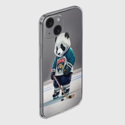 Чехол для iPhone 15 силиконовый с защитой камеры Panda striker of the Florida Panthers - фото 2