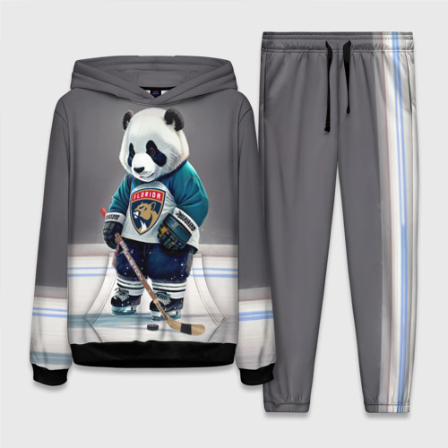 Женский костюм с толстовкой 3D Panda striker of the Florida Panthers, цвет черный