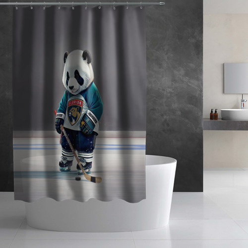 Штора 3D для ванной Panda striker of the Florida Panthers - фото 3