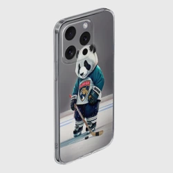 Чехол для iPhone 15 Pro силиконовый с защитой камеры Panda striker of the Florida Panthers - фото 2