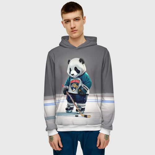 Мужская толстовка 3D Panda striker of the Florida Panthers, цвет белый - фото 3