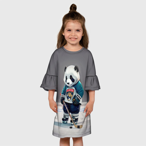 Детское платье 3D Panda striker of the Florida Panthers, цвет 3D печать - фото 4