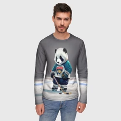 Мужской лонгслив 3D Panda striker of the Florida Panthers - фото 2