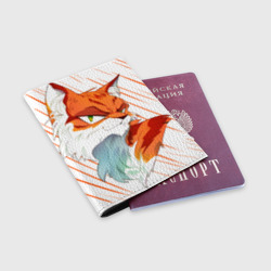 Обложка для паспорта матовая кожа Рыжий хитрый мультяшный кот - фото 2