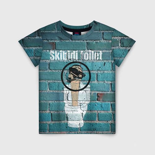 Детская футболка с принтом Skibidi toilet Graffiti, вид спереди №1