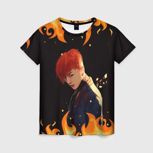 Женская футболка с принтом G-Dragon BigBang, вид спереди №1