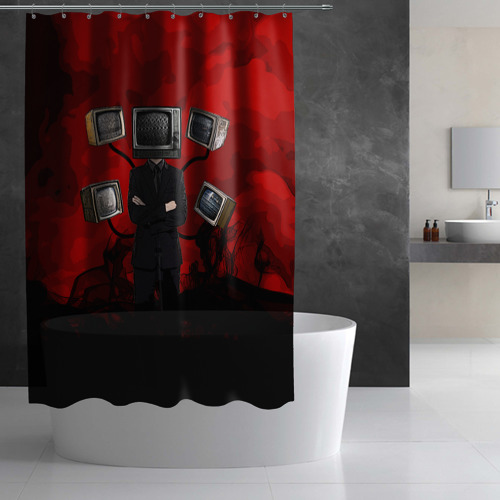 Штора 3D для ванной Skibidi toilet Tv Man - фото 3