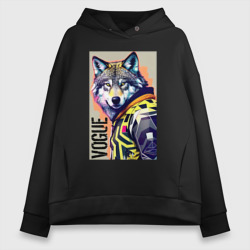 Женское худи Oversize хлопок Wolf fashionista - pop art