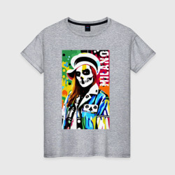 Женская футболка хлопок Skeleton fashionista - Milano - pop art