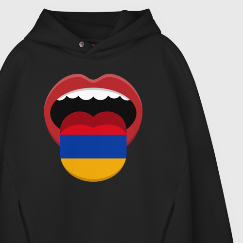 Мужское худи Oversize хлопок Armenian lips, цвет черный - фото 4