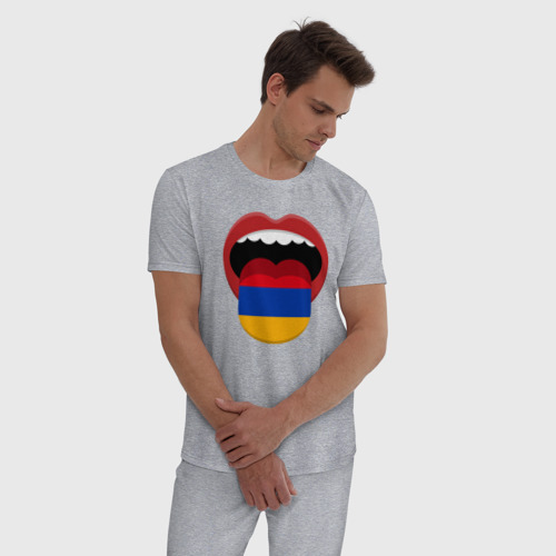 Мужская пижама хлопок Armenian lips, цвет меланж - фото 3