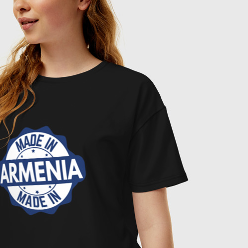 Женская футболка хлопок Oversize Сделано в Армении, цвет черный - фото 3