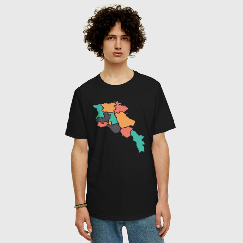 Мужская футболка хлопок Oversize с принтом Области Армении, фото на моделе #1