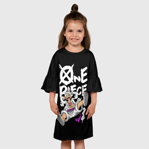 Детское платье 3D с принтом One piece - gear 5 luffy, вид сбоку #3