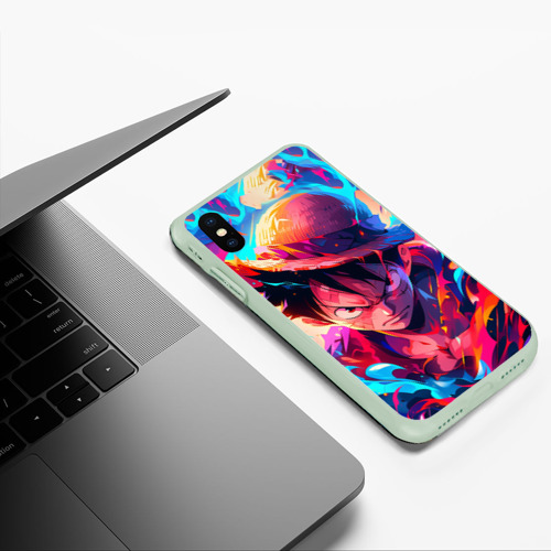 Чехол для iPhone XS Max матовый Луффи из Ван Пис - разноцветный, цвет салатовый - фото 5