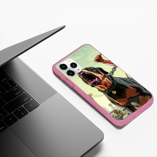 Чехол для iPhone 11 Pro Max матовый Собака из GTA, цвет малиновый - фото 5