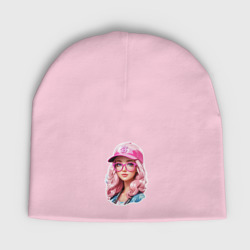 Детская шапка демисезонная Барби в кепке