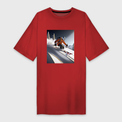 Платье-футболка хлопок Горнолыжник спускается с горы
