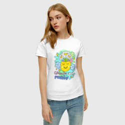 Женская футболка хлопок Цветы в голове - Создавай свою реальность - фото 2