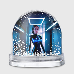 Игрушка Снежный шар Девушка биоробот на космической станции